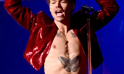 Harry Styles performing at the 2023 Brit Awards