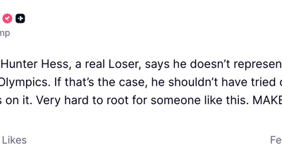 President Donald Trump goes after Team USA freestyle skier Hunter Hess in a Truth Social post on Sunday.