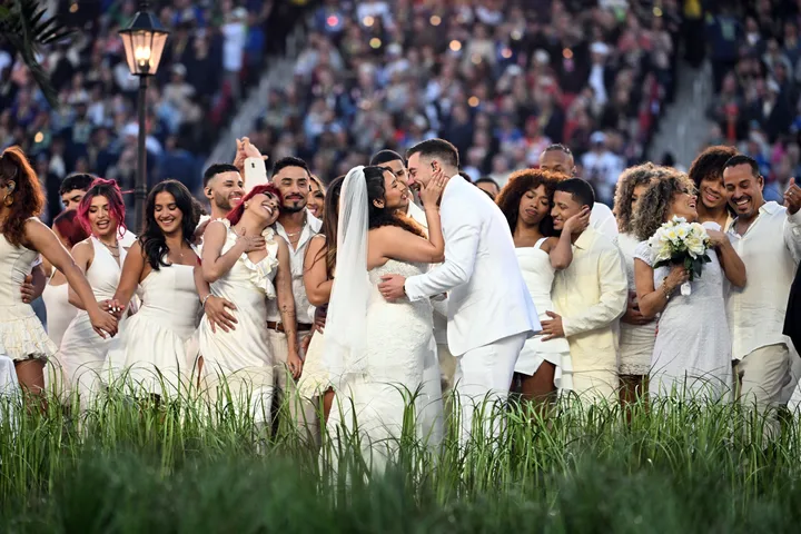 A wedding took place during Bad Bunny's Super Bowl Halftime Show