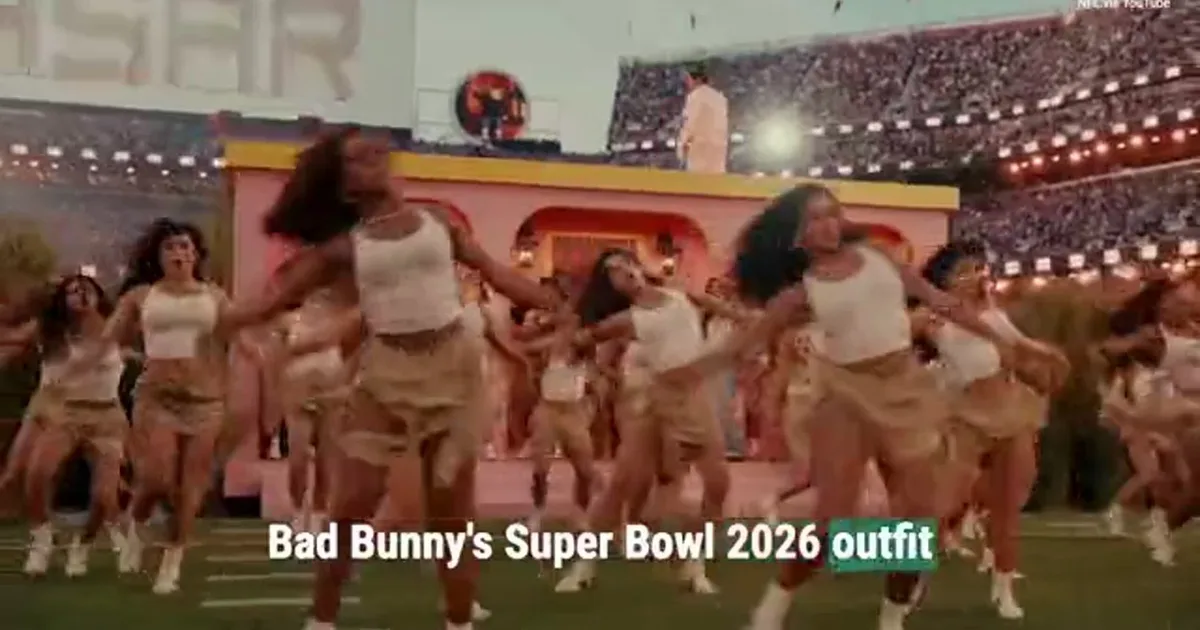 What was Bad Bunny wearing at the Super Bowl Halftime Show?