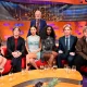 Taylor Swift with her fellow guests on The Graham Norton Show last year