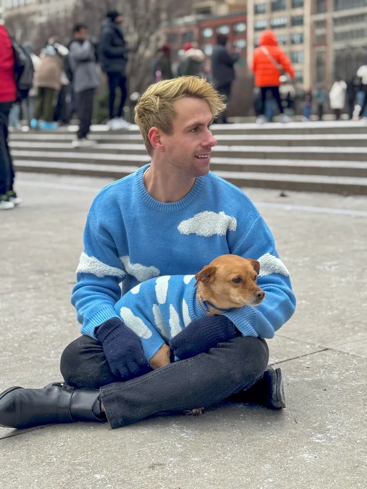 The author with his dog.