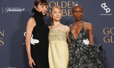 Michelle Yeoh with Wicked co-stars Ariana Grande and Cynthia Erivo