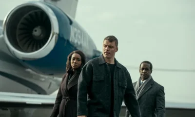 Amanda Warren, Gabriel Basso and Albert Jones on the set of The Night Agent season three