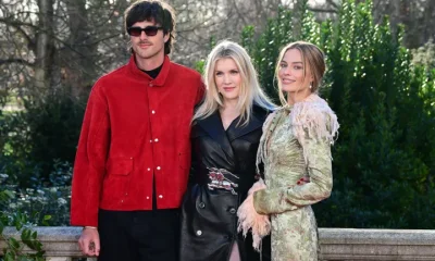 Emerald Fennell with Wuthering Heights stars Jacob Elordi and Margot Robbie earlier this month