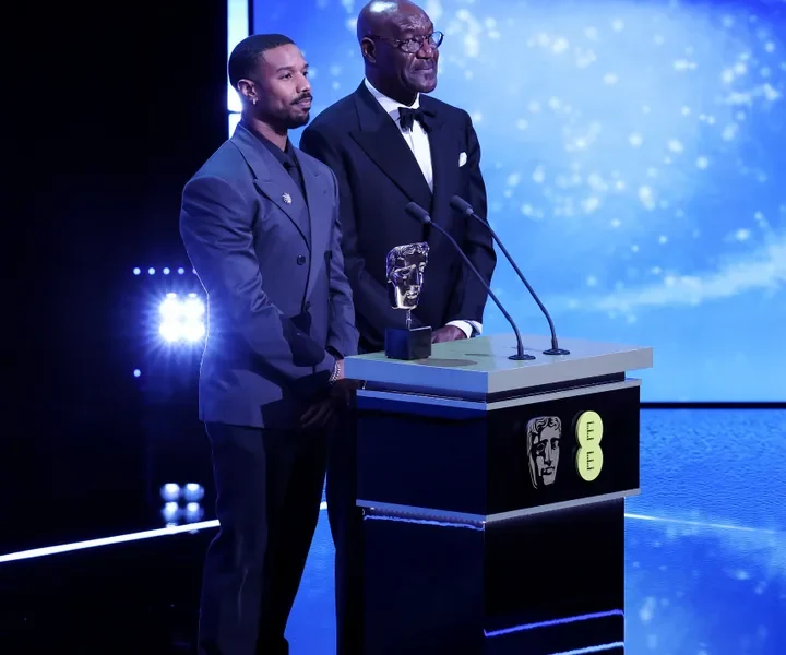 Michael B. Jordan and Delroy Lindo presenting the Special Visual Effects Award at Sunday night's Baftas