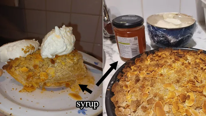 Rhubarb pie with syrup