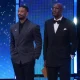 Michael B Jordan and Delroy Lindo on stage at the 2026 Baftas
