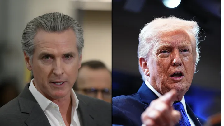California Gov. Gavin Newsom (D) and President Donald Trump.