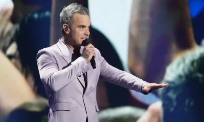 Robbie Williams performing live last year