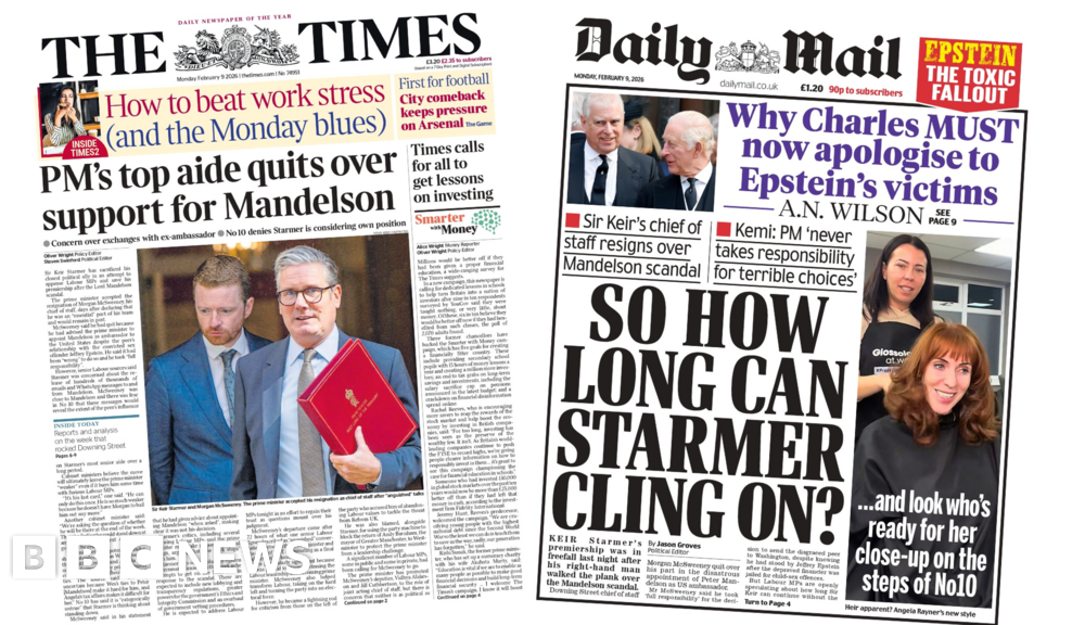 'PM's top aide quits' and 'How long can Starmer cling on?'