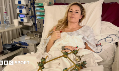 Lindsey Vonn in a hospital bed