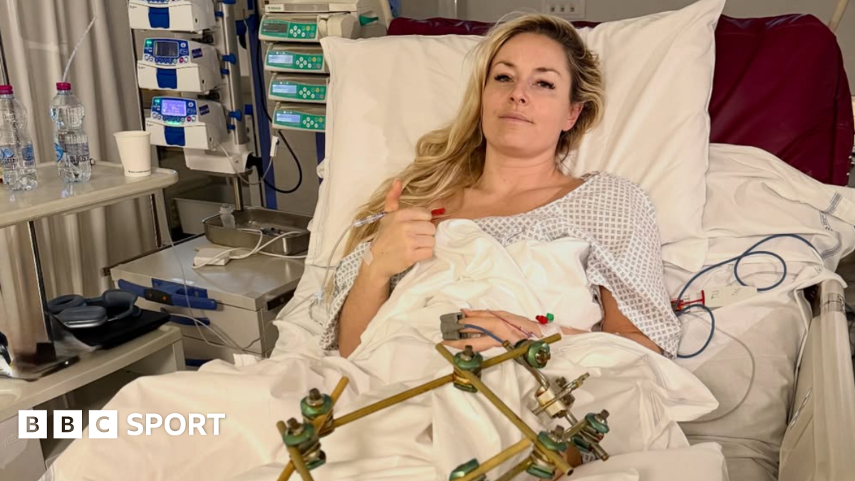 Lindsey Vonn in a hospital bed