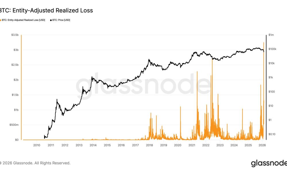Last week's rout delivered BTC's biggest realized loss ever; bottoming signals grow
