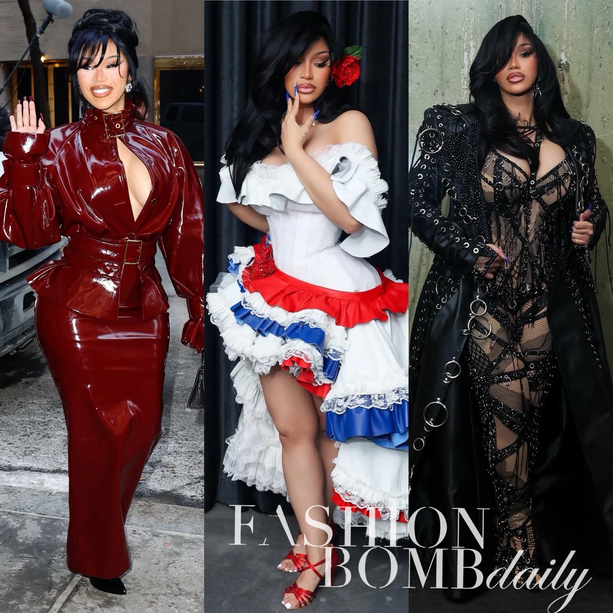 Cardi B Storms Saturday Night Live Wearing Rowen Rose Burgundy Patent Look Custom Bryan Hearns And Leather Candice Cuoco Final 22