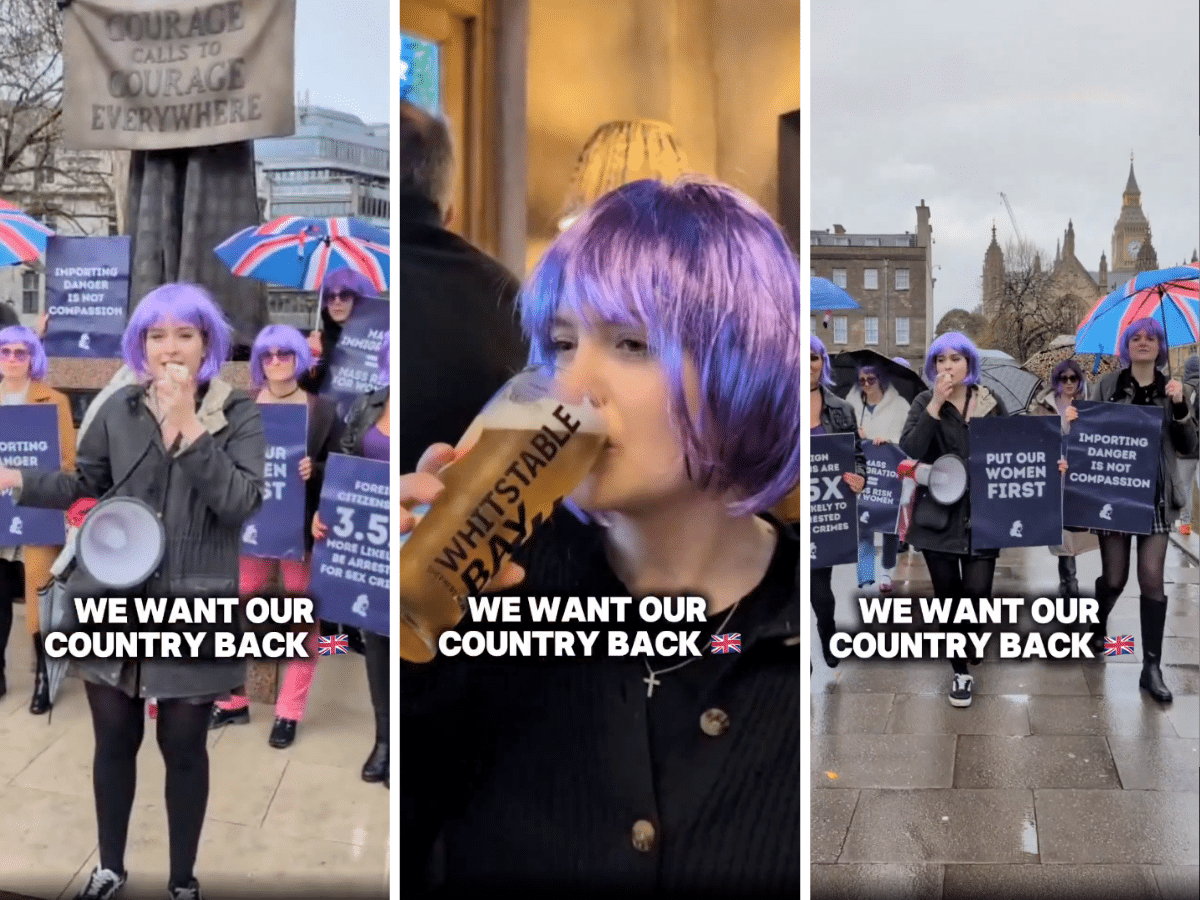 Far right women cosplay as AI child