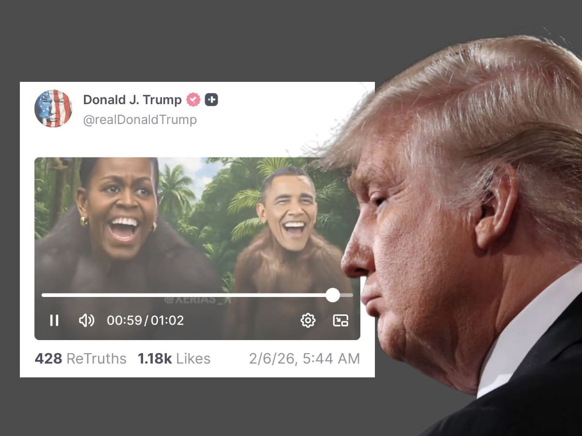 Trump goes full racist and depicts the Obamas as apes