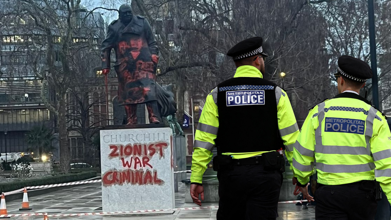 Man Arrested After Churchill Statue Defaced