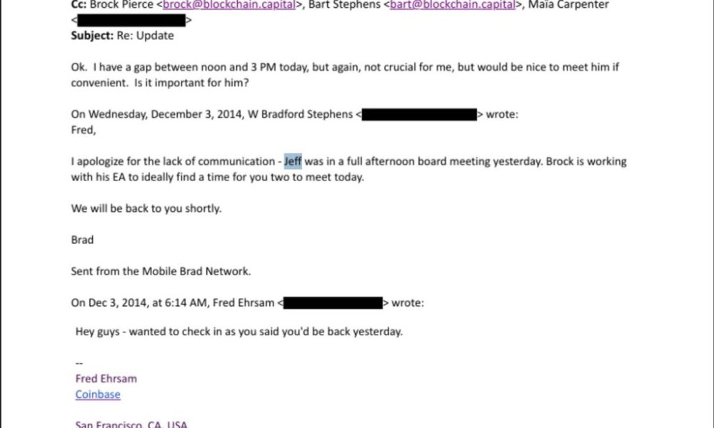 Epstein Made a $3M Investment in Coinbase, DOJ Email Exposes