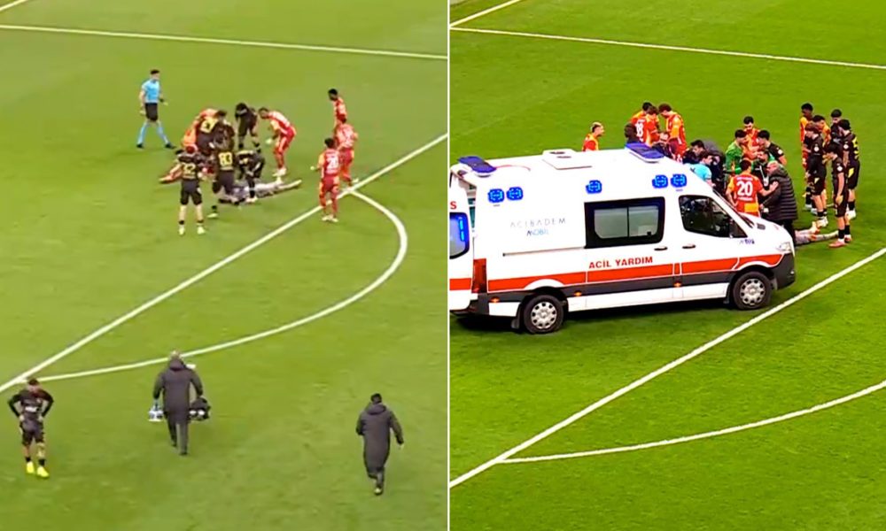 Medics swarm onto pitch as star knocked out and another rushed to hospital in horror clash of heads