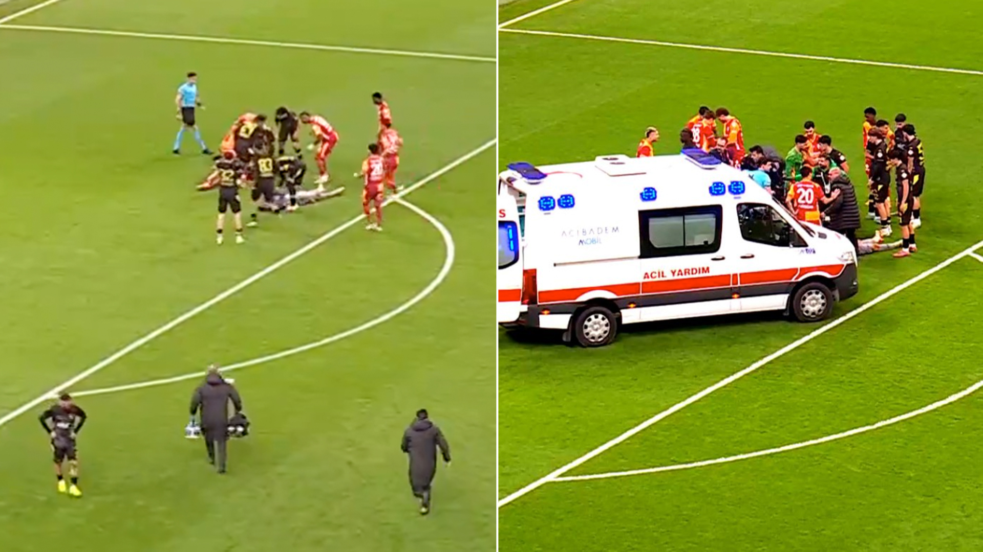 Medics swarm onto pitch as star knocked out and another rushed to hospital in horror clash of heads