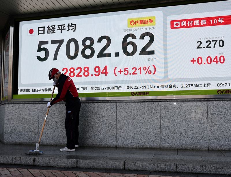 Japan stocks soar to record, super-long bonds steady in nod to Takaichi’s ’responsible’ stimulus