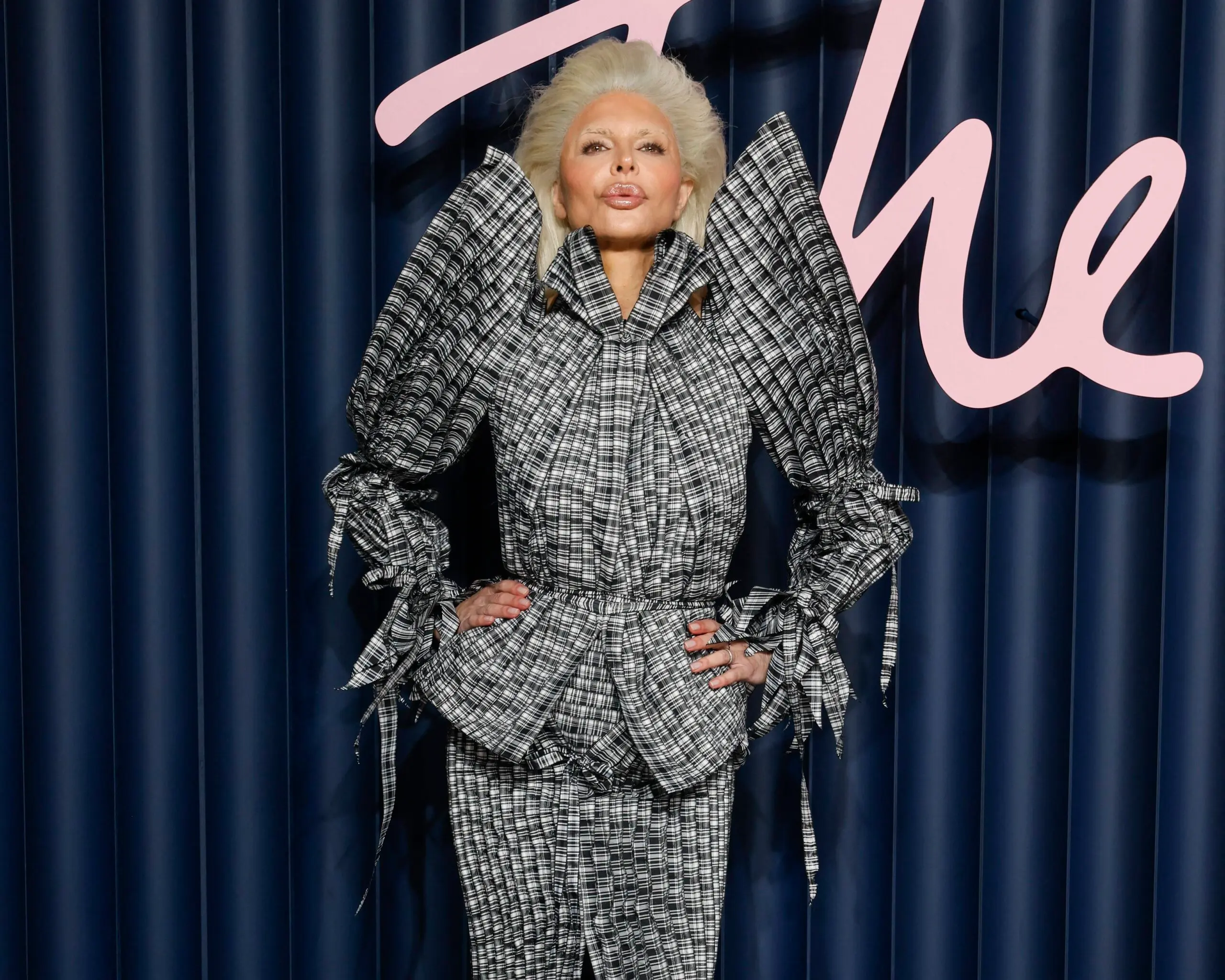 Rinna wearing a grey dress