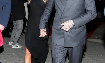 David Beckham and Victoria Beckham are seen leaving their hotel during Paris Fashion Week