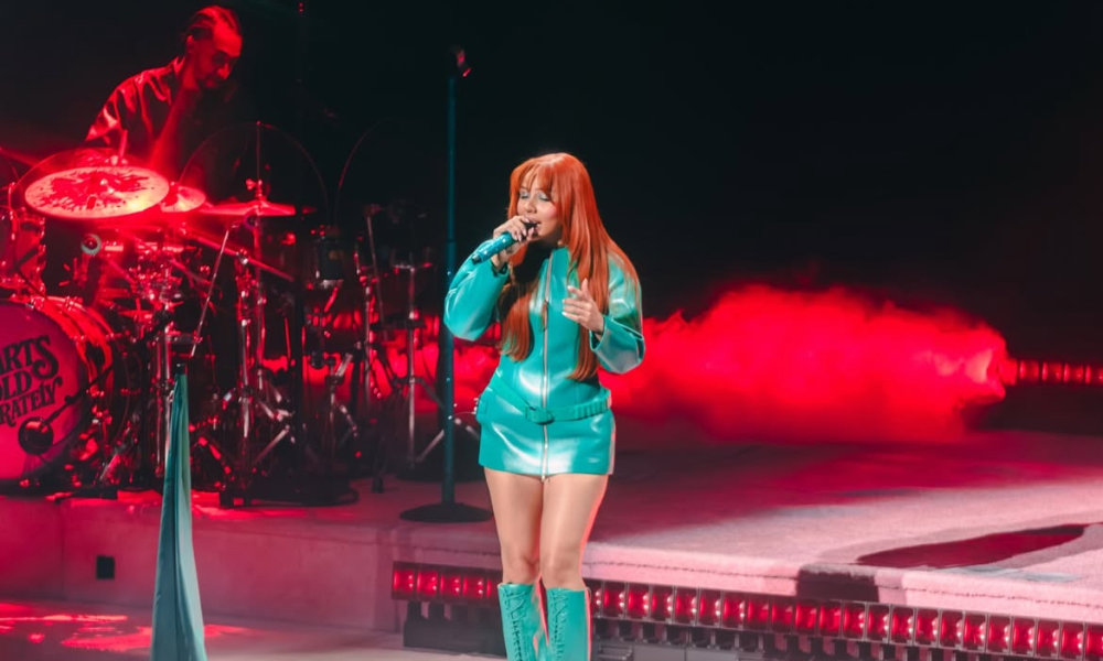 Mariah The Scientist Performed In DC In A Teal Green 1478 KNWLS Neo Coat And Custom Laura Andraschko Riding Boots 2