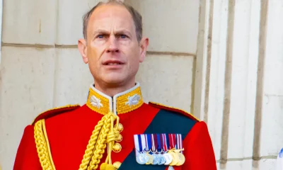 Prince Edward Duke of Edinburgh during appearance on the Buckingham Palace balcony to watch the flypast during Trooping the Colour 2024 ceremony