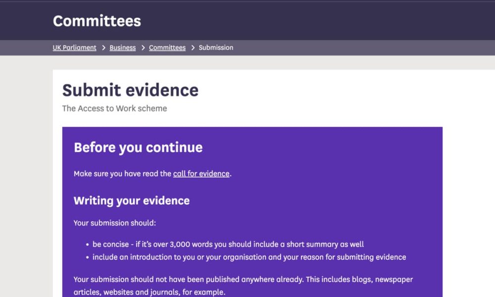 DWP launches Access to Work call for evidence