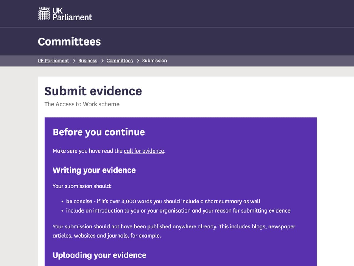 DWP launches Access to Work call for evidence