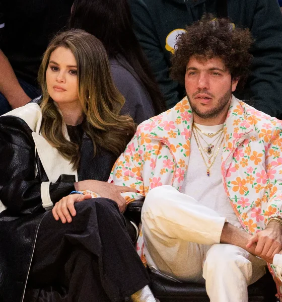 Selena Gomez and Benny Blanco at Lakers vs Heat game