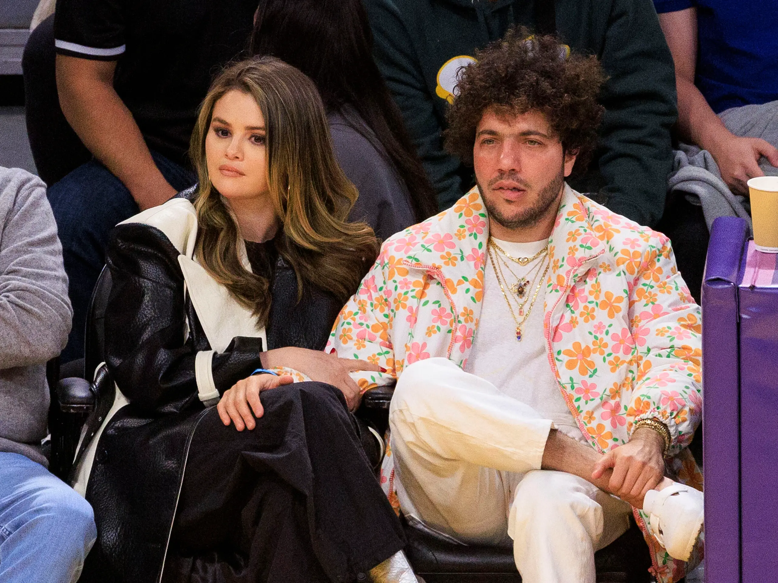 Selena Gomez and Benny Blanco at Lakers vs Heat game