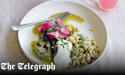 Rhubarb khoresh with cauliflower and yogurt