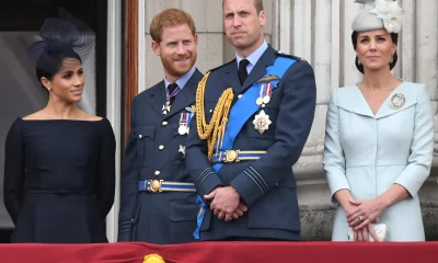 Meghan Markle, Duchess of Sussex, Prince Harry, Duke of Sussex, and The Duke and Duchess of Cambridge attend the RAF100 flypast at Buckingham Palace, London, UK, on the 10th July 2018. 10 Jul 2018