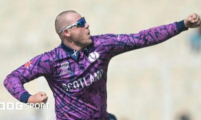 Michael Leask celebrates a wicket