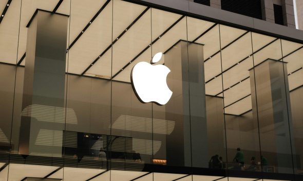 Apple Logo on a Glass Window