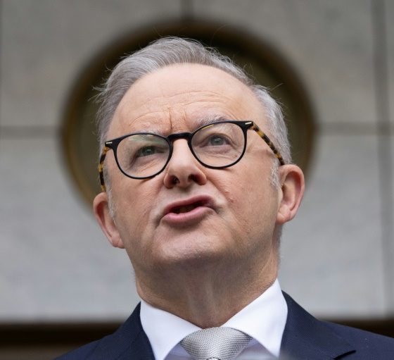 Australia’s Prime Minister Anthony Albanese announcing the election date at a press conference in Canberra on March 28, 2025