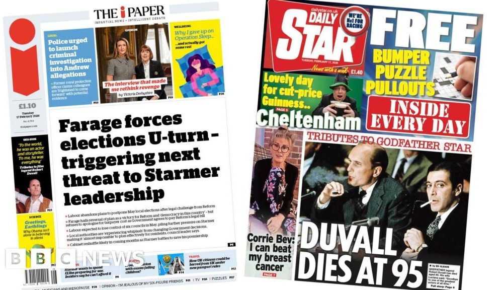 'Farage forces elections U-turn' and 'Tributes to Godfather Star'