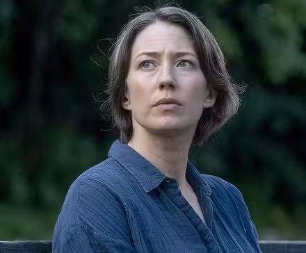 Carrie Coon looking off into the distance on The Sinner