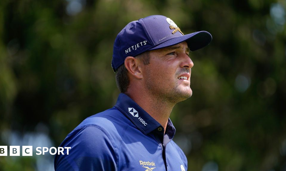 Bryson DeChambeau hitting a tee shot