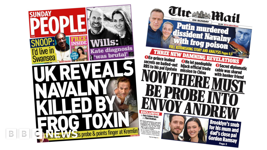 'Navalny killed by frog toxin' and 'Probe into envoy Andrew'