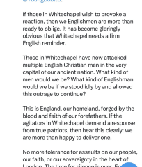 Tommy Robinson associate incites violence against Muslims