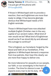 Tommy Robinson associate incites violence against Muslims