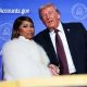 Musician Nicki Minaj joins President Donald Trump on stage as he delivers remarks during the Treasury Department's Trump Accounts Summit on Jan. 28, 2026 in Washington, D.C.