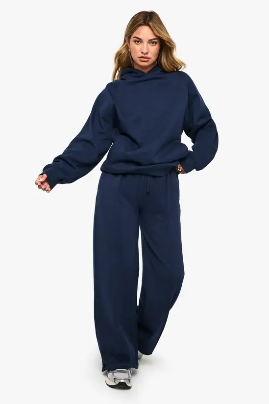 boohoo Pintuck Detail Deep Waistband Wide Leg Jogger 1