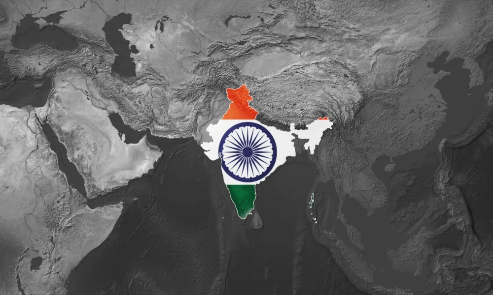 World Map with India Flag Overlay