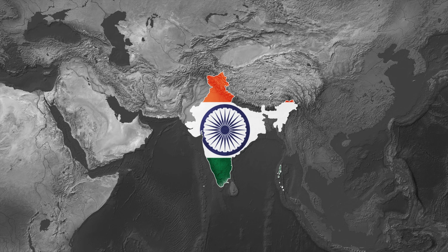 World Map with India Flag Overlay