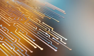 Abstract colorful background with circuit board pattern